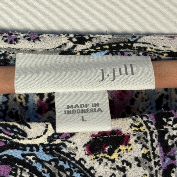 J. Jill Women 3/4 Sleeve Tunic Blouse Sz L Paisley Purple Office Mature Business - Picture 6 of 12